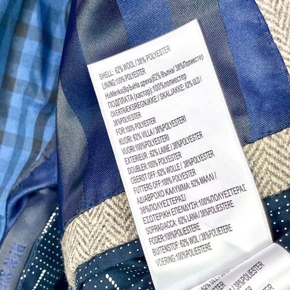 Ben Sherman Brown Herringbone Wool Blend Blazer Suit Jacket Sport Coat Mens XL - Picture 15 of 16